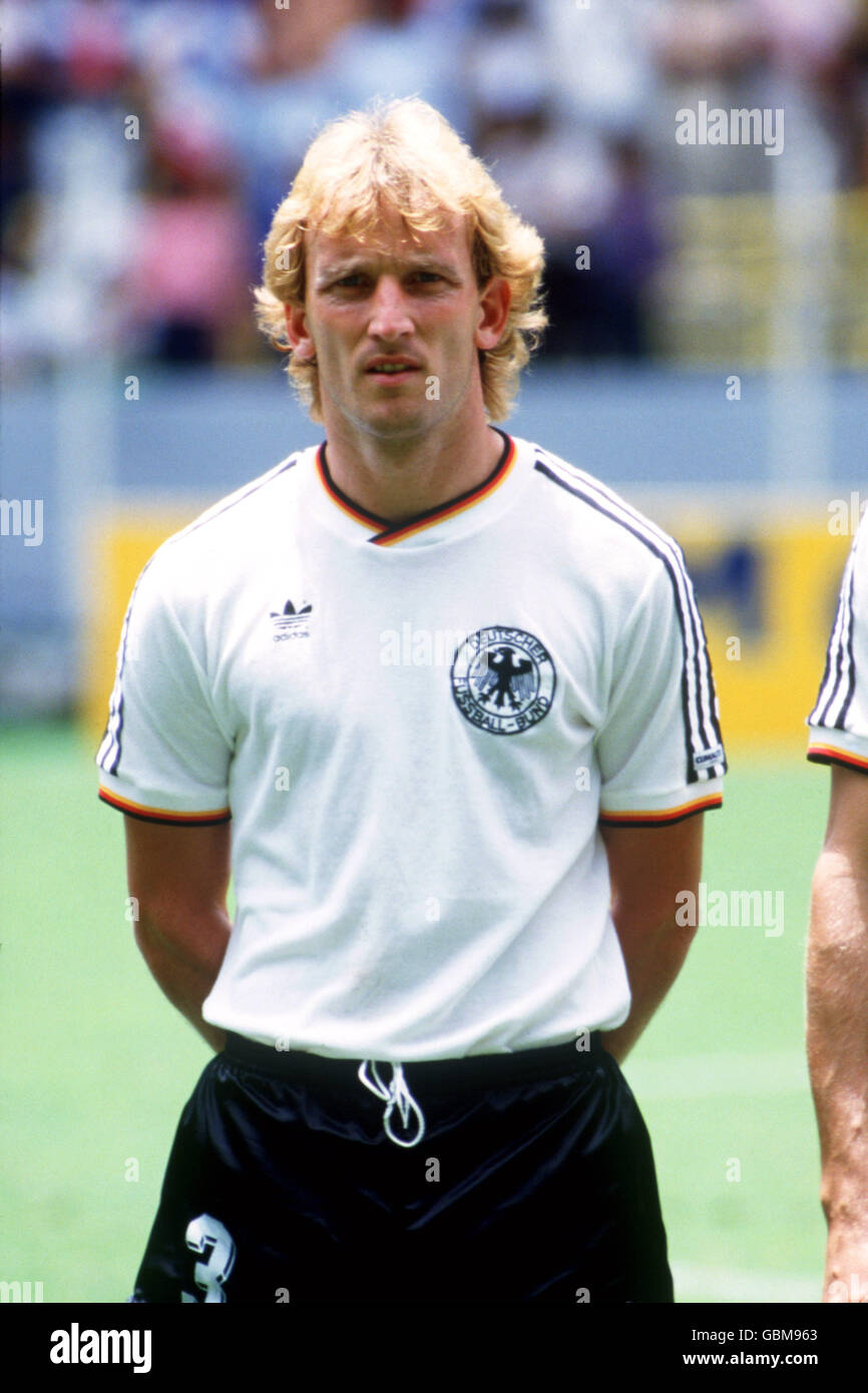 Soccer - World Cup Italia 90 - Semi Final - West Germany v France. Andreas Brehme, West Germany Stock Photo