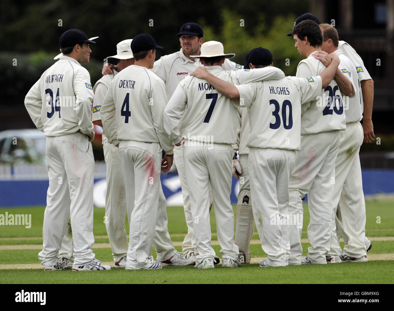 Lv cricket middlesex group cricketers teammates players team huddle