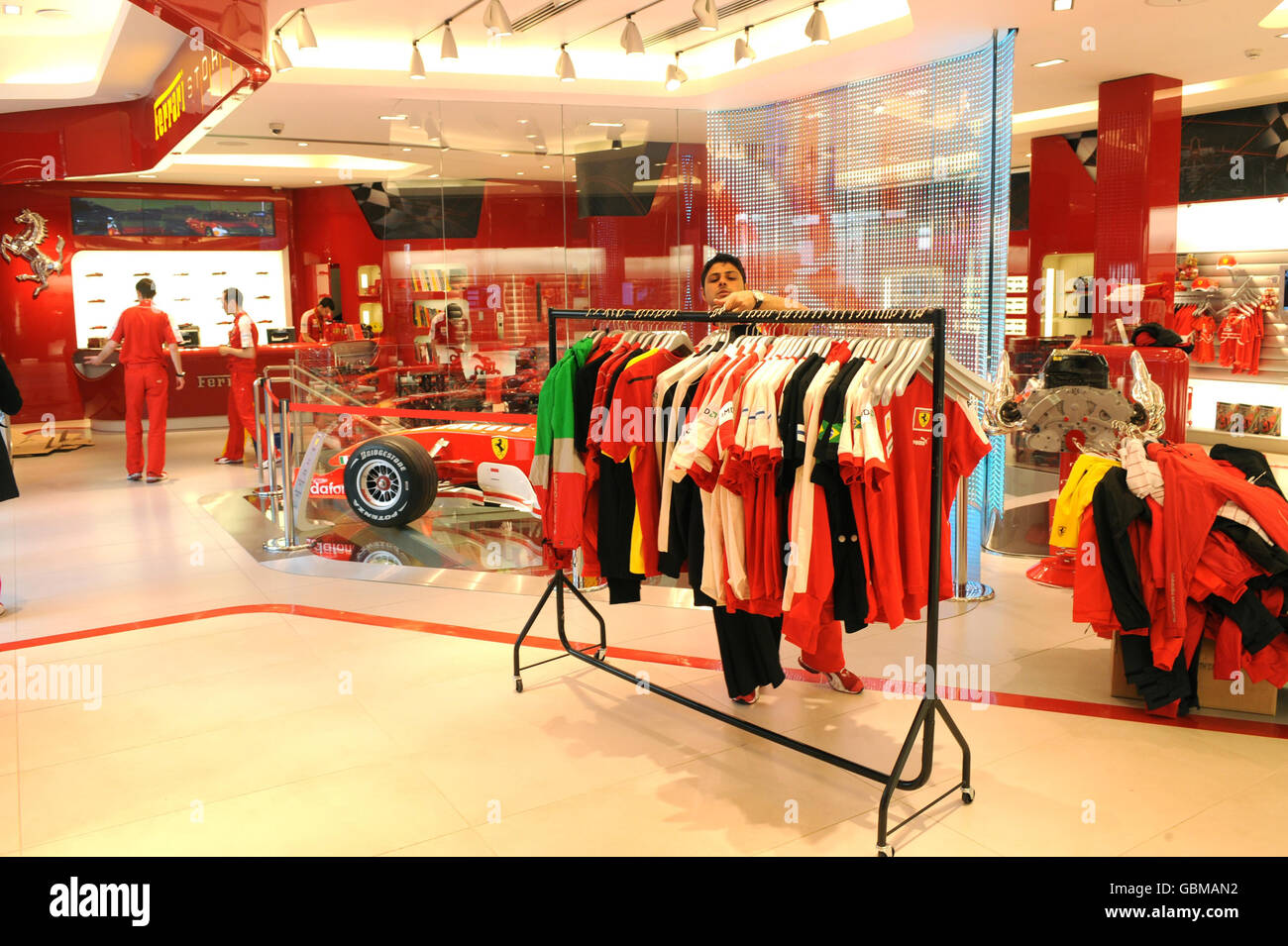 Final preparations are made during the launch of the Ferrari Store on  Regent Street, central London Stock Photo - Alamy