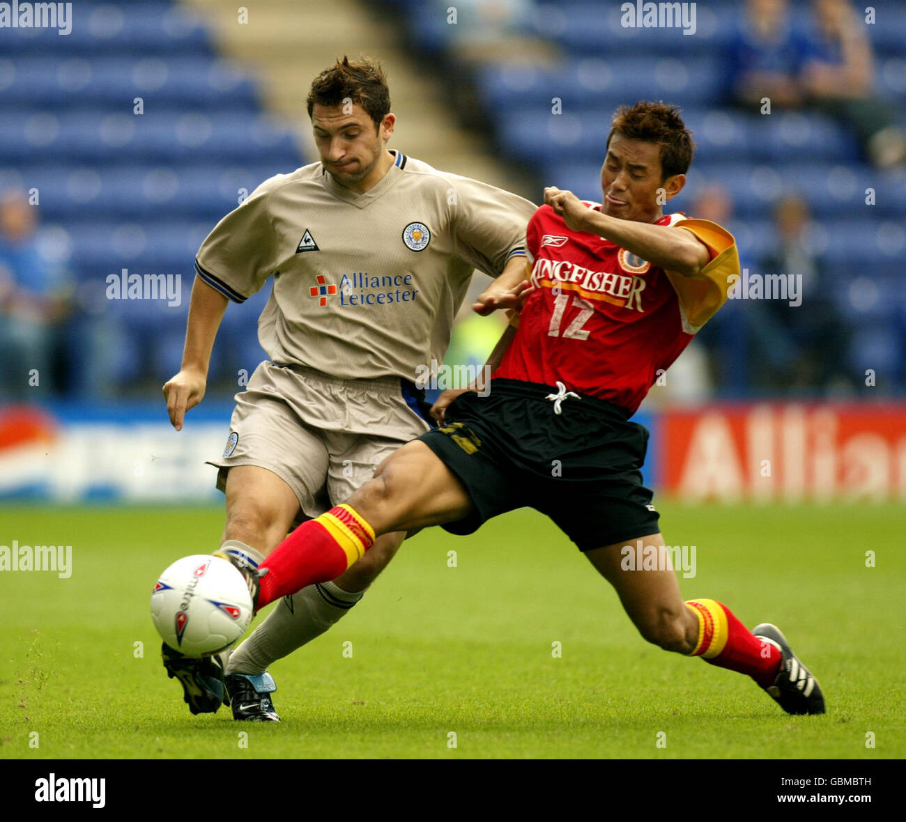 Soccer - Pepsi Max Challenge Tournament - Leicester City v East Bengal. Leicester City's Peter Canero and East Bengal's Bhaichung Bhutia Stock Photo