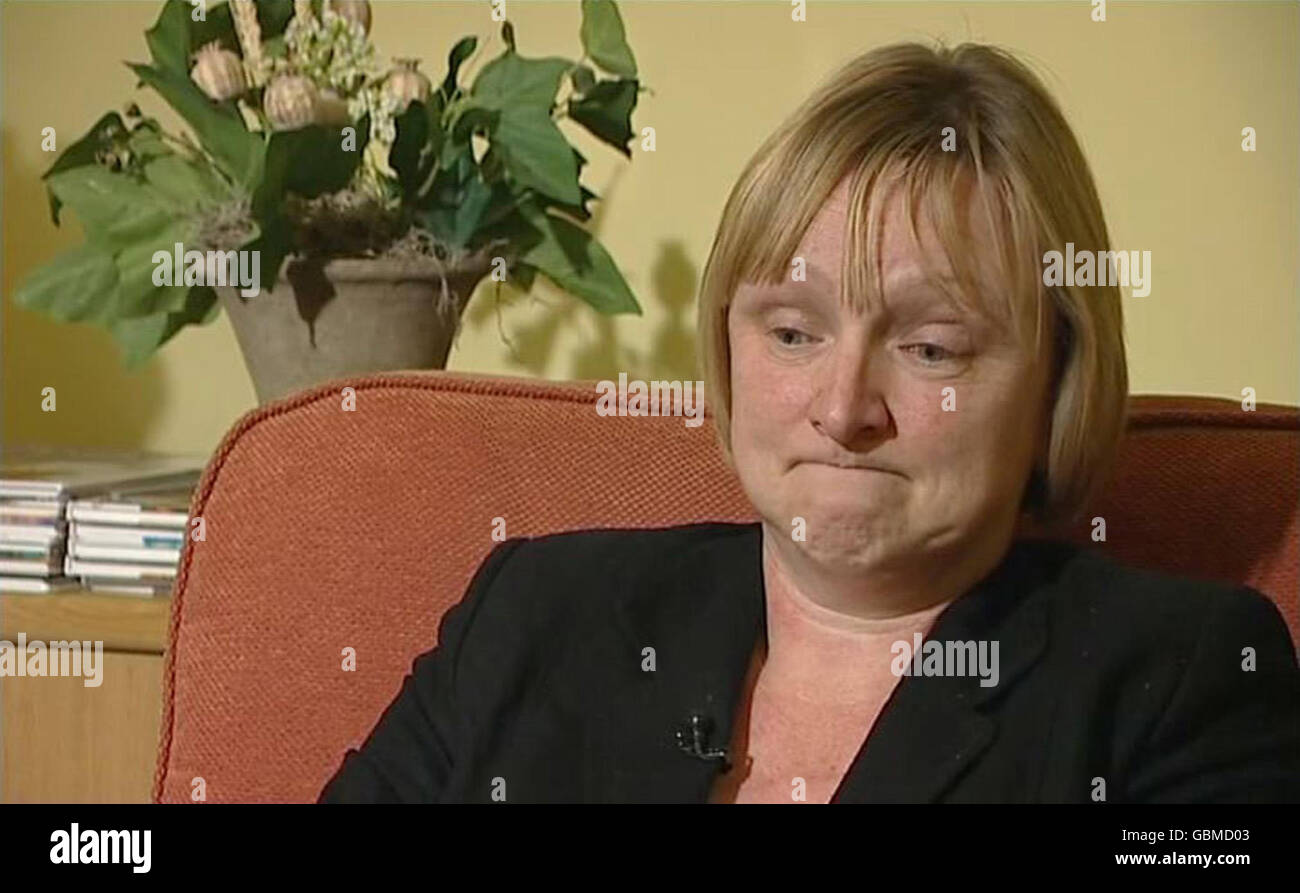 Undated video grab of an interview with Matthew Pyke's mother Kim Pyke. German office worker David Heiss, was today found guilty of murdering Matthew Pyke. Stock Photo