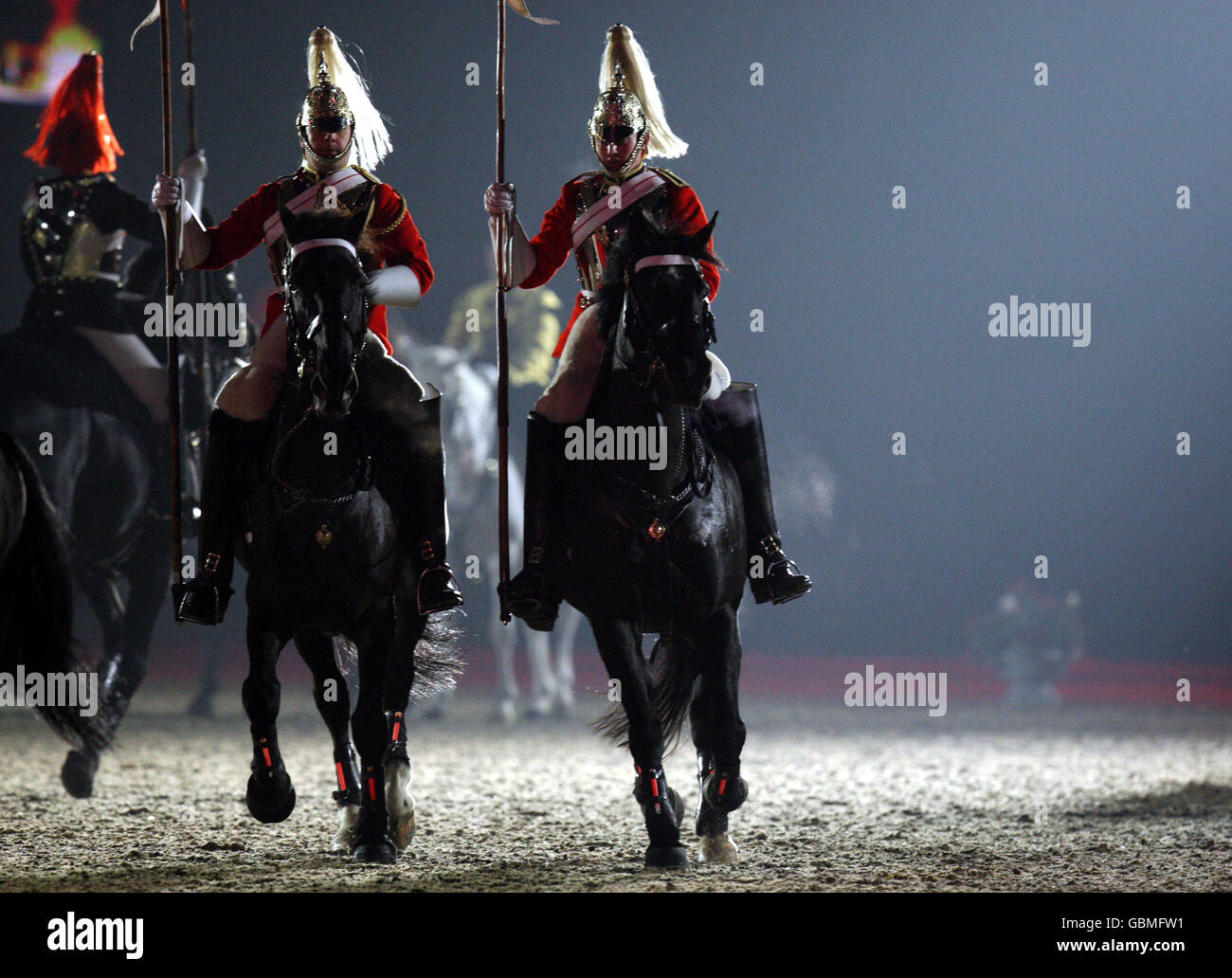 The Household Cavalry Musical Ride perform at the Windsor Castle Royal Tattoo in Berkshire Stock Photo