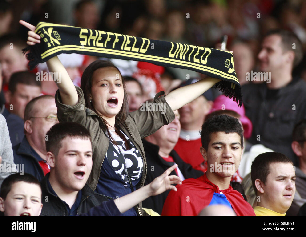 Sheffield United fans during the Coca Cola Championship match at Selhust Park, London. Stock Photo