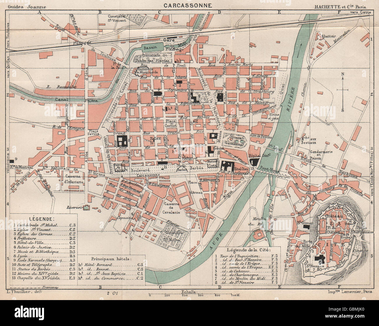 Carcassonne Vintage Town City Ville Map Plan Carte Aude 19 Stock Photo Alamy