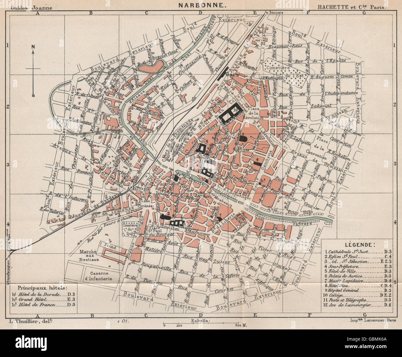 Narbonne Vintage Town City Ville Map Plan Carte Aude 19 Stock Photo Alamy