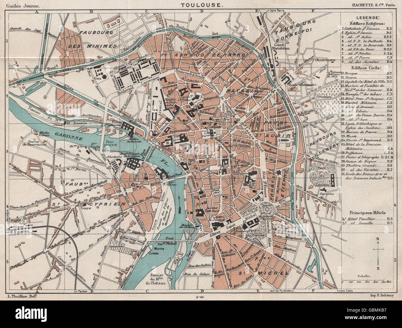 Toulouse Vintage Town City Ville Map Plan Carte Haute Garonne 19 Stock Photo Alamy