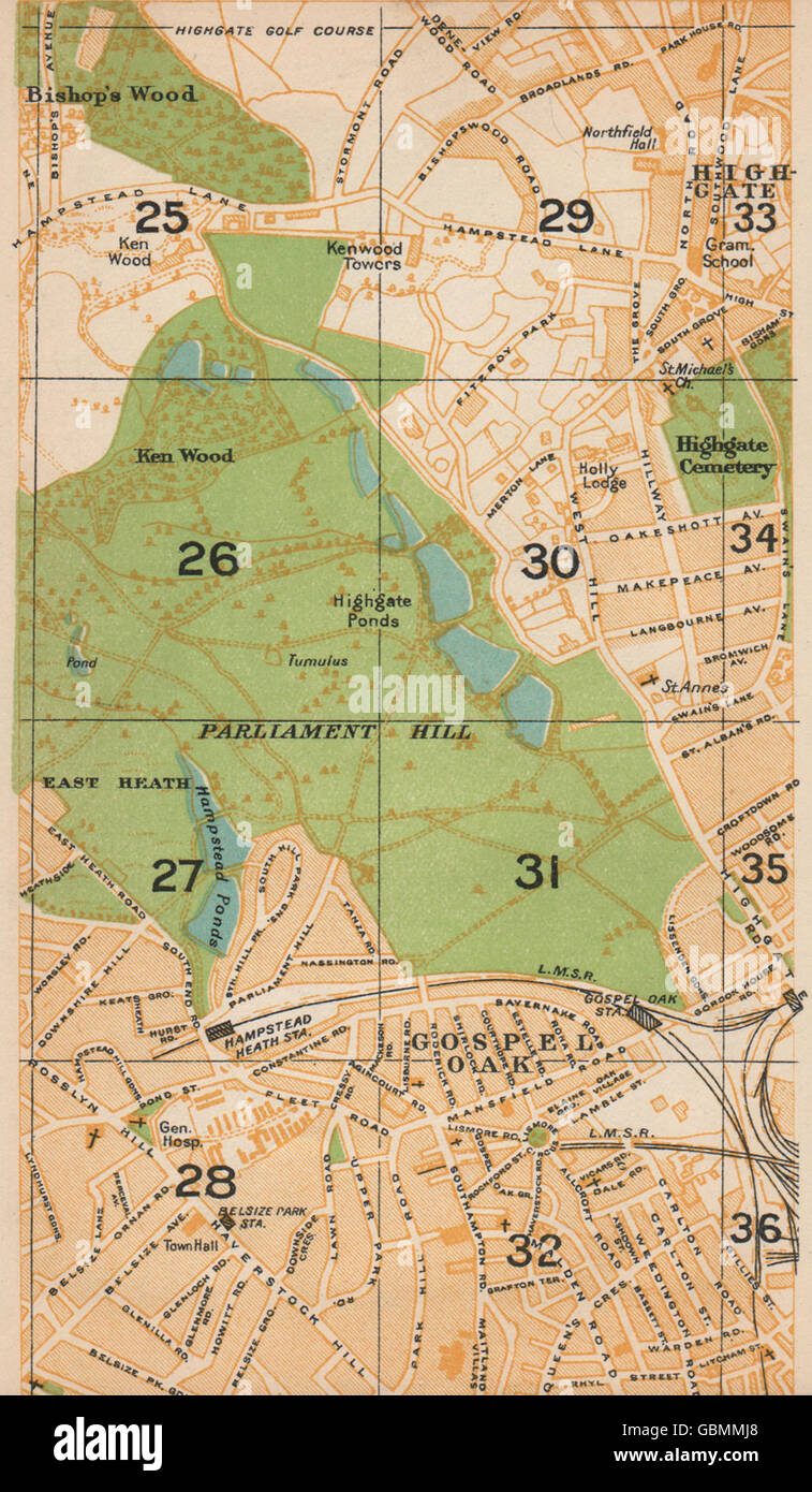 LONDON N.Hampstead Heath Gospel Oak Highgate Wood Belsize Park
