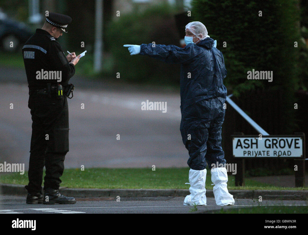 Police forensics officers outside Ash Grove in Fernhurst, West Sussex