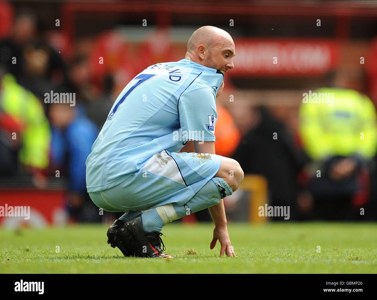Manchester City's Stephen Ireland is left dejected during the match at Old Trafford Stock Photo