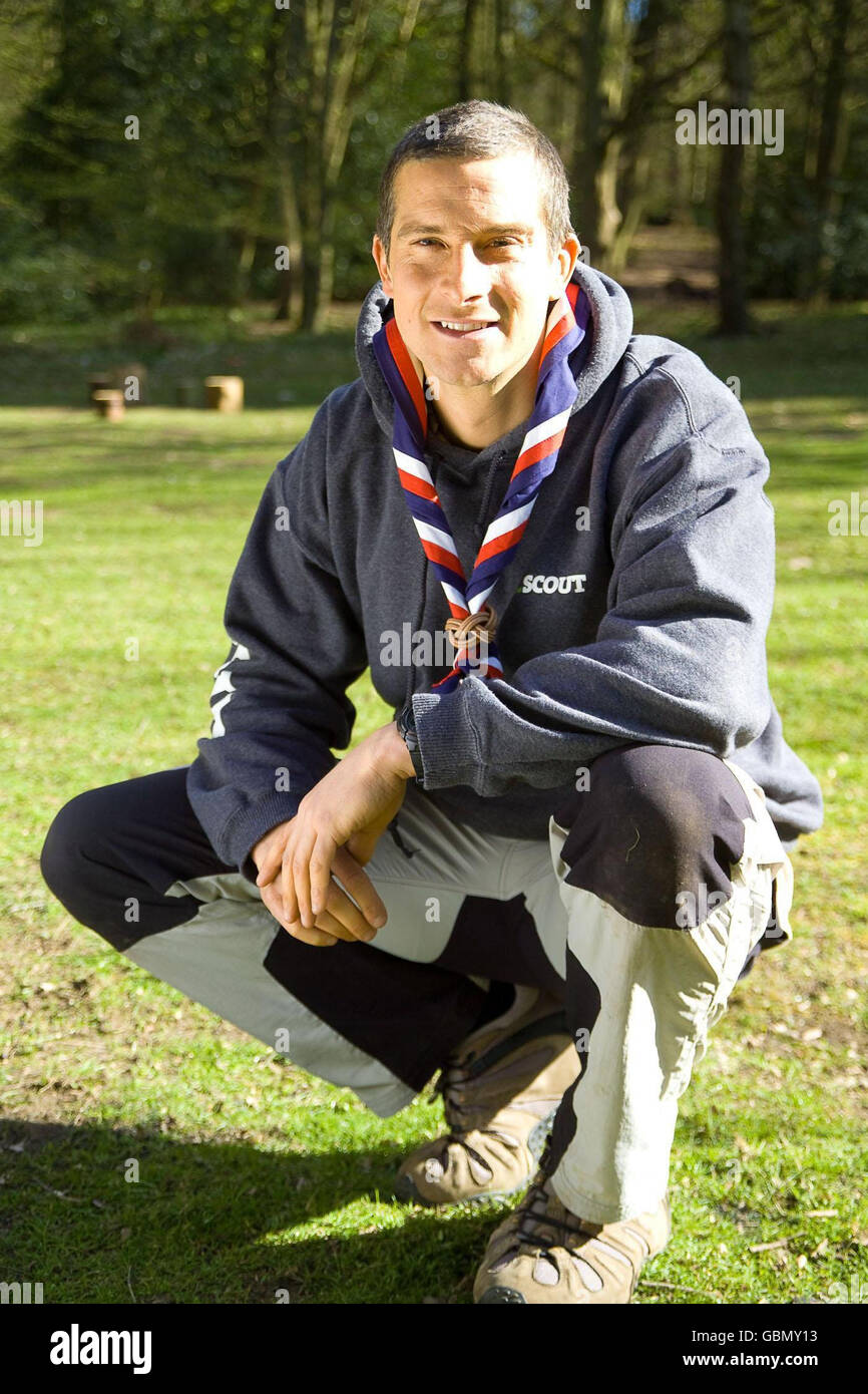 TV adventurer Bear Grylls, who was today named as the youngest ever chief Scout. Stock Photo