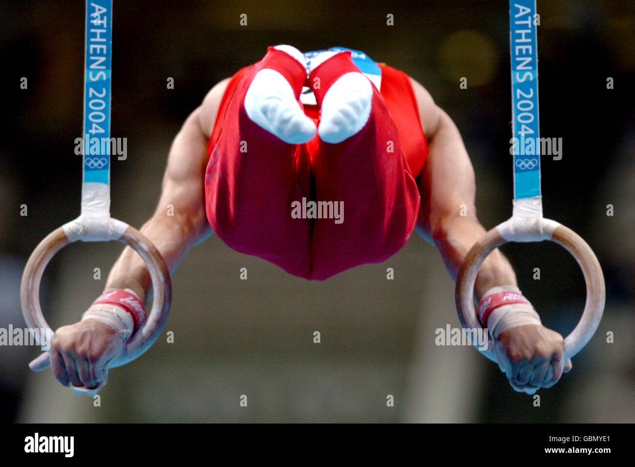 Romanias dan nicolae potra in action on the rings hires stock