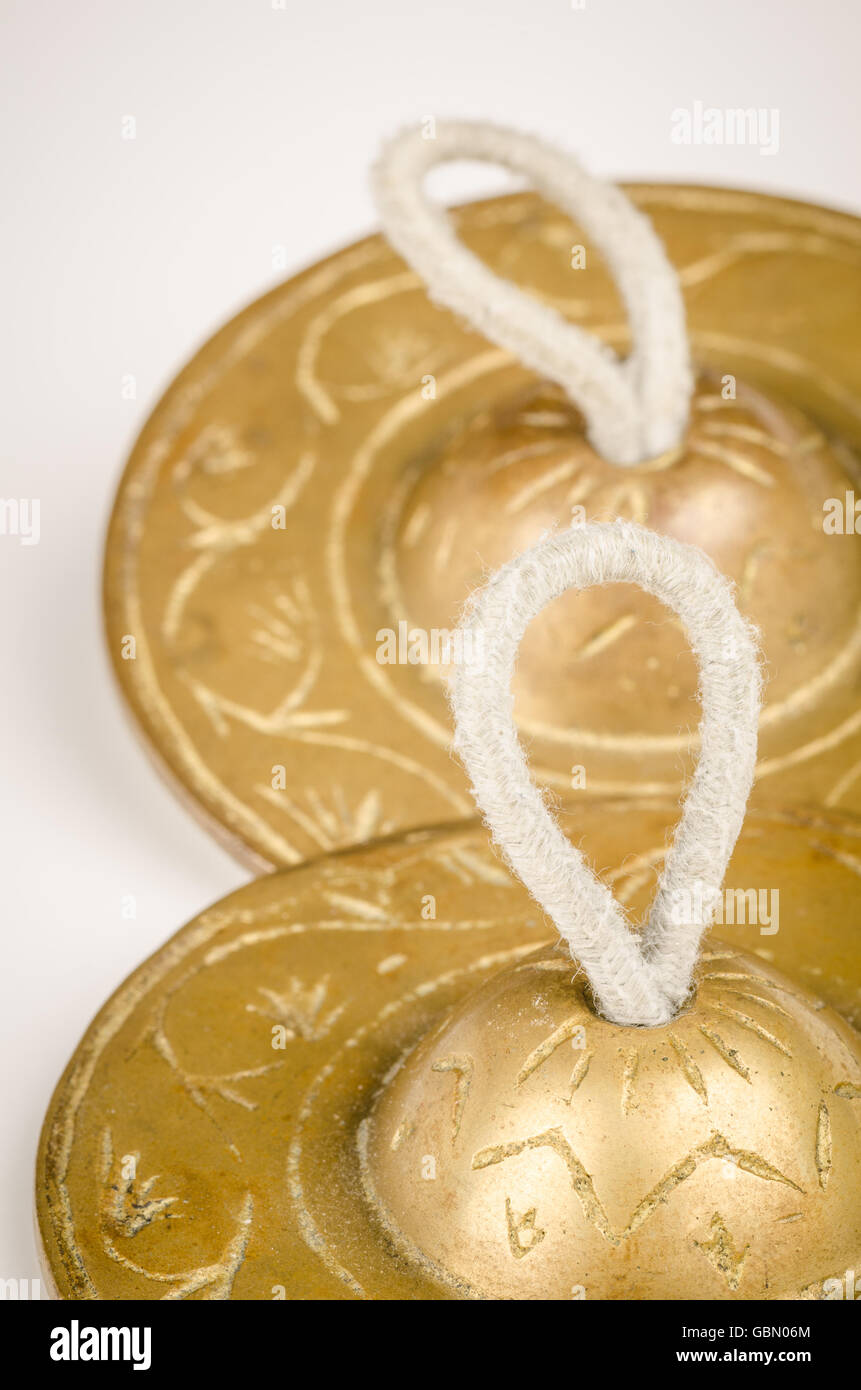 Small finger cymbals, an oriental percussion instrument Stock Photo
