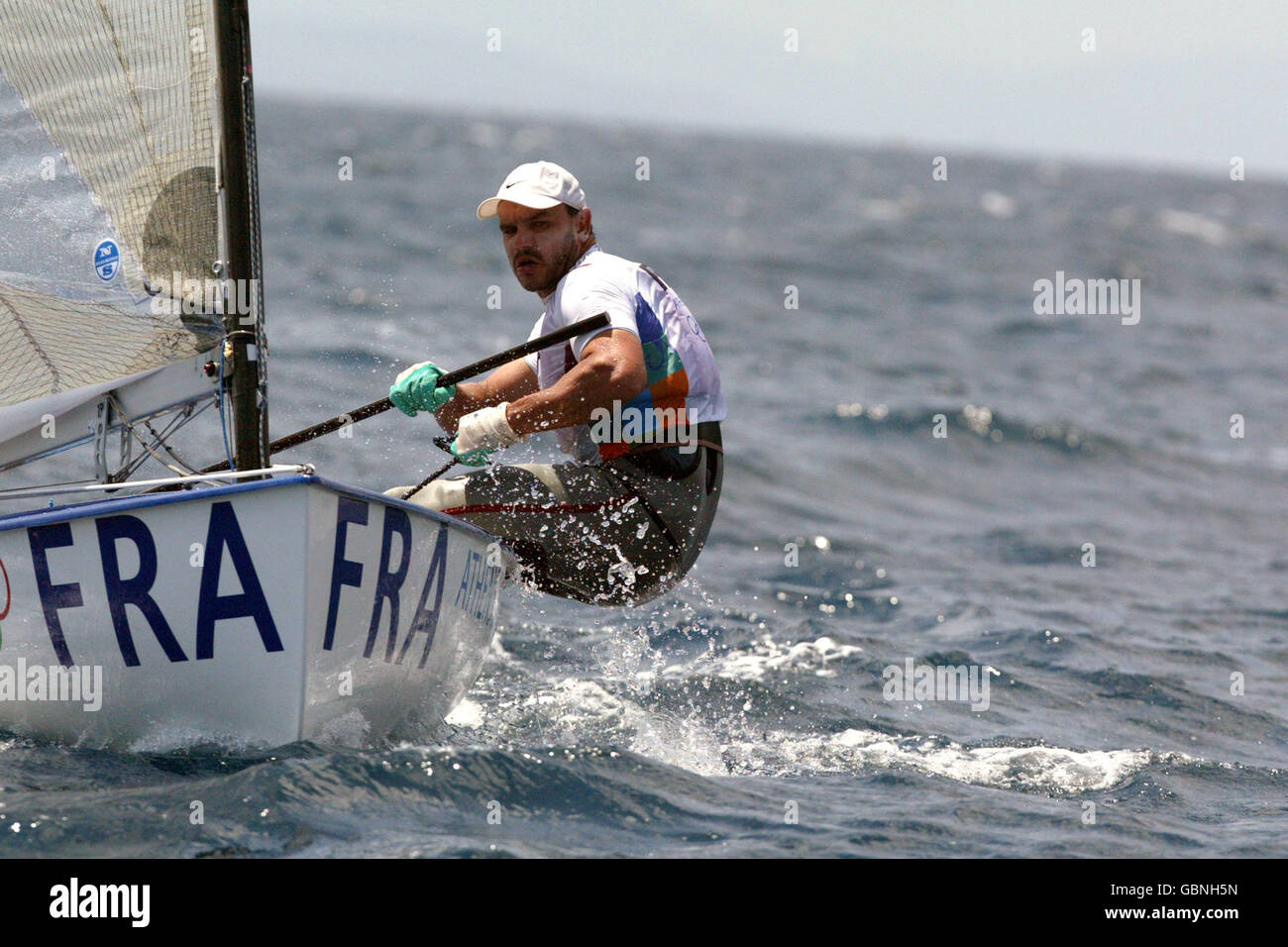 Sailing - Athens Olympic Games 2004 - Men's Single-handed Dinghy-Finn. France's Guillaume Florent in action Stock Photo