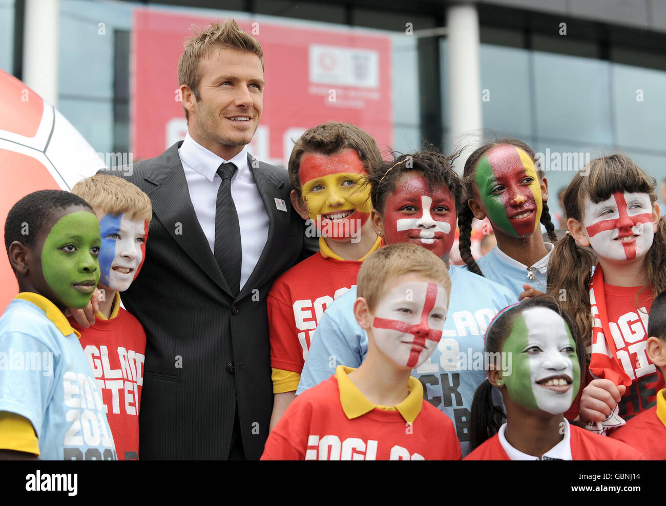England's David Beckham joins local school children to help launch