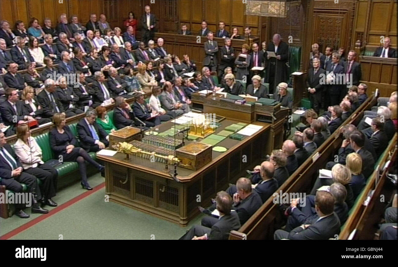 Speaker of the House of Commons Michael Martin reads a statement to the House of Commons in Westminster, London. Stock Photo