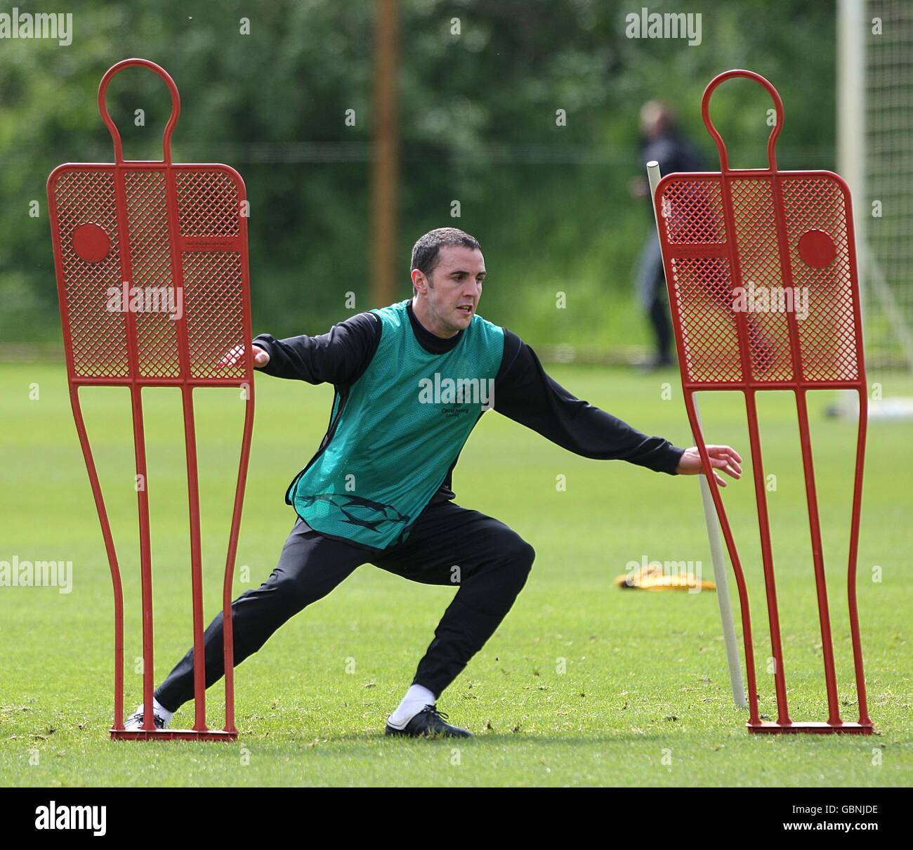 Manchester uniteds john oshea centre during training session at