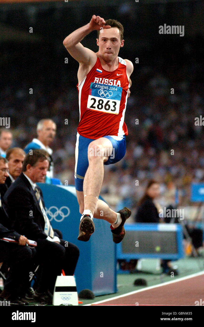 Athletics Athens Olympic Games 2004 Men's Triple Jump Final Stock