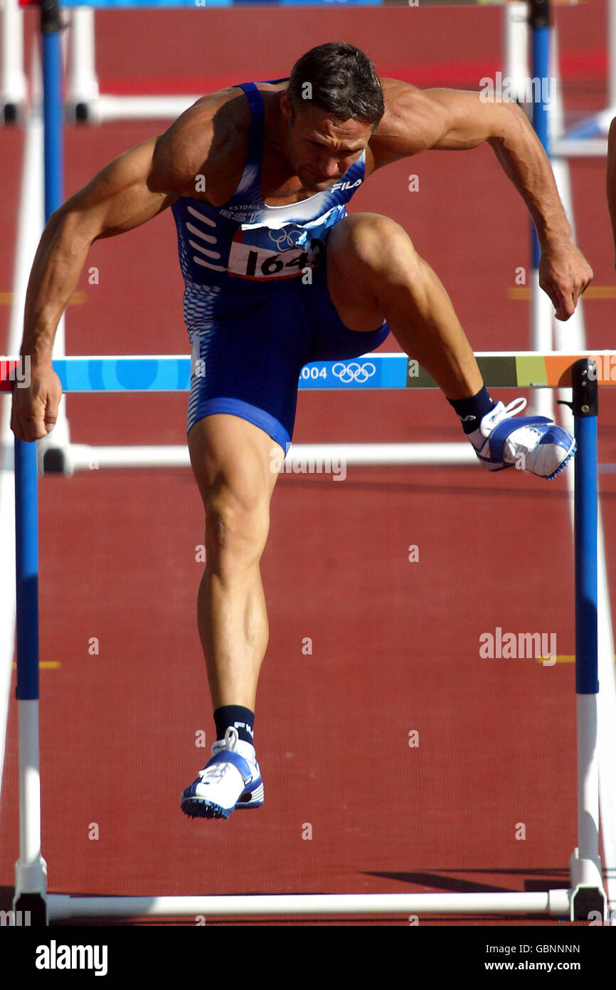 Athletics - Athens Olympic Games 2004 - Men's Decathlon - 110m Hurdles -  Heat Four Stock Photo - Alamy