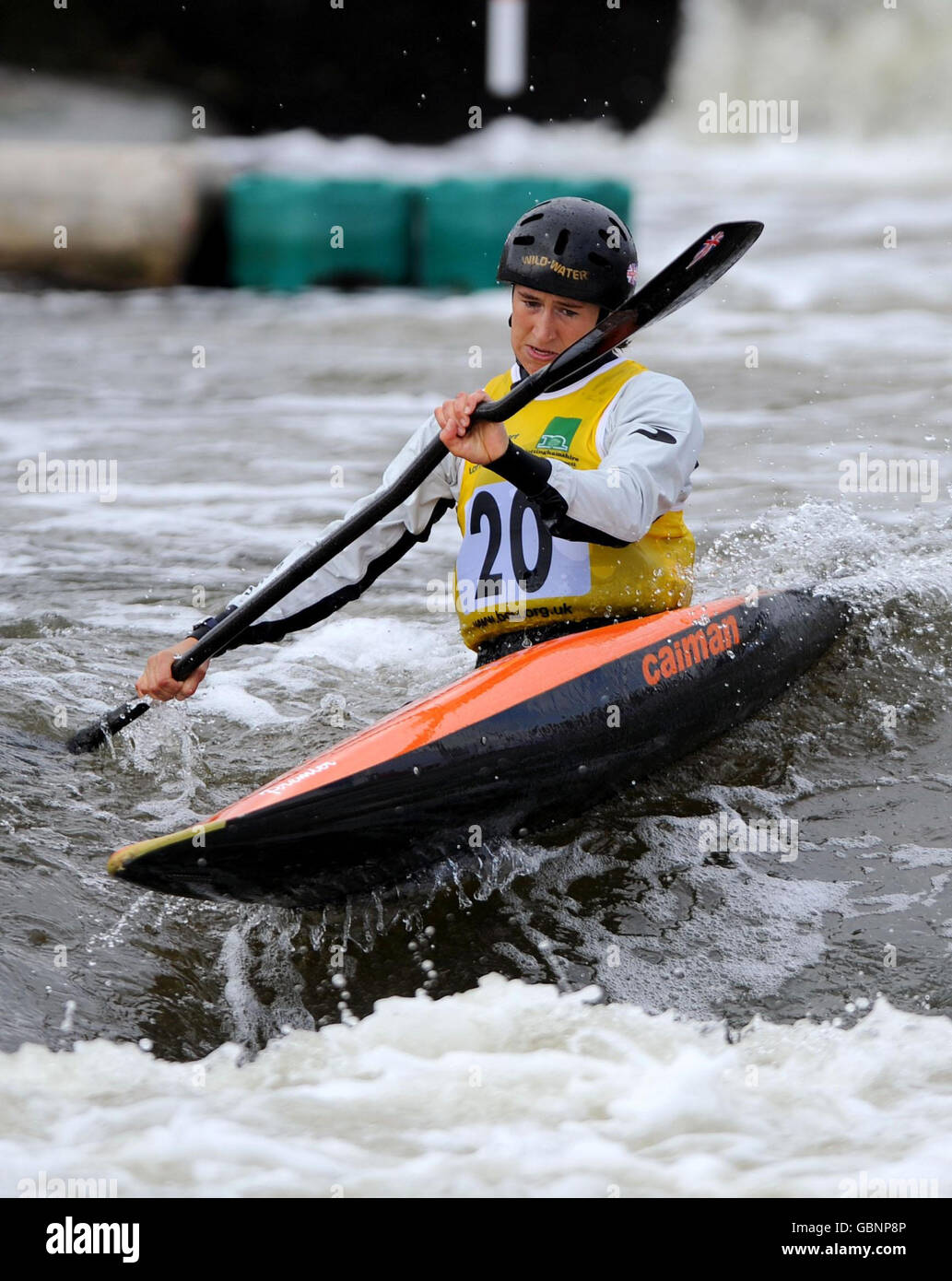 Great Britain's Elizabeth Neave during the first round of the Women's K1 during the European Slalom Championships at Holme Pierrepont, Nottingham. Stock Photo