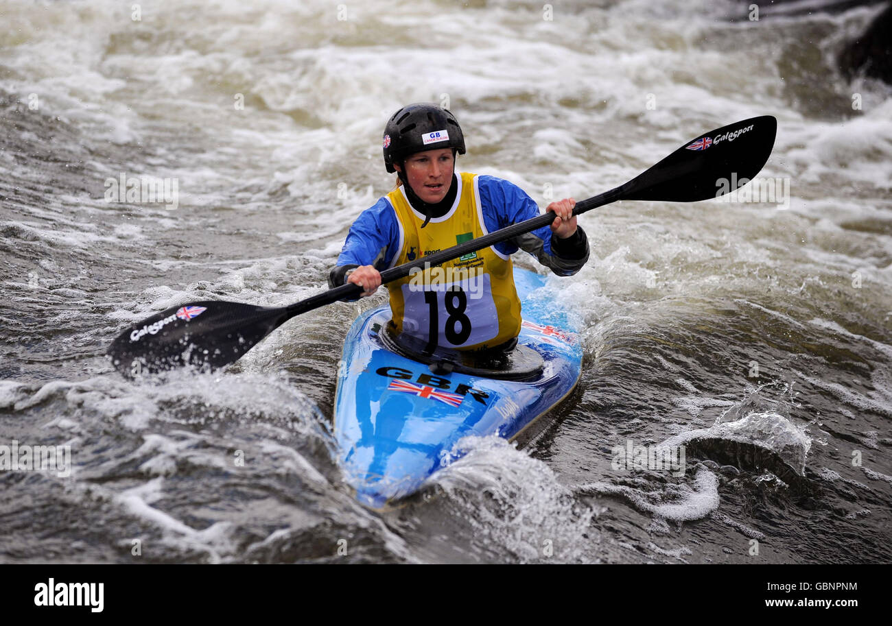 Great Britain's Louise Donington during the first round second run of the Women's K1 during the European Slalom Championships at Holme Pierrepont, Nottingham. Stock Photo