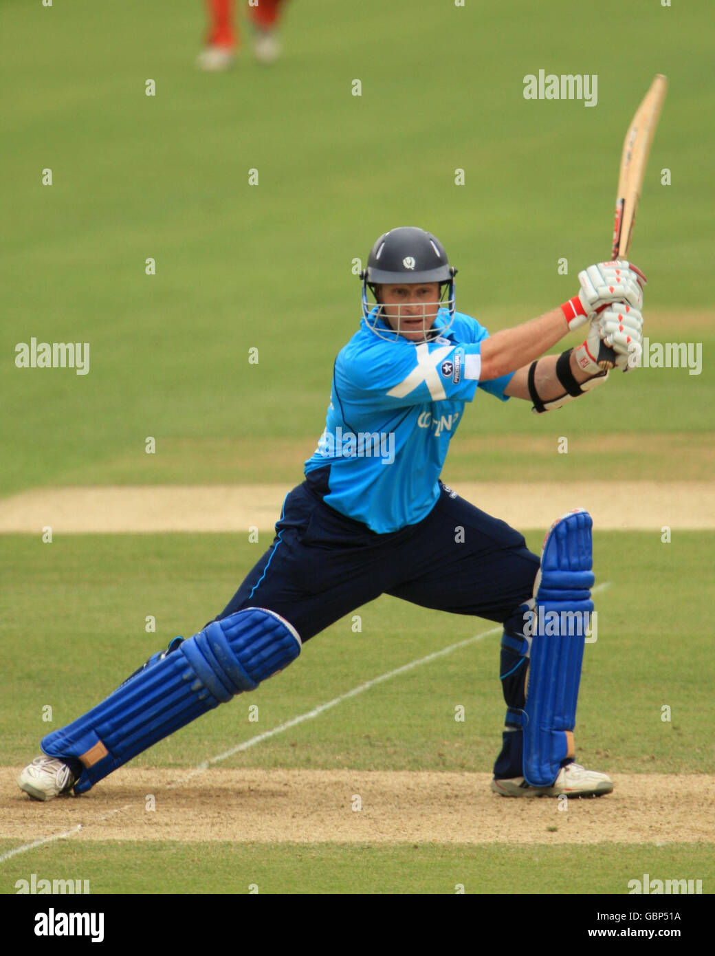 Scotland's Neil McCallum in action during the Twenty20 World Cup warm up match at The Brit Oval, London, Stock Photo