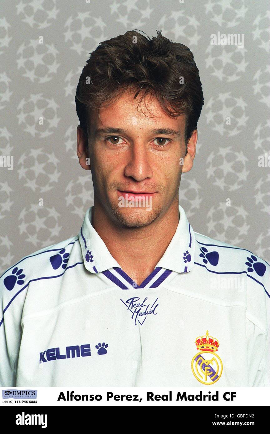 UEFA Champions League 1995/96. Alfonso Perez, Real Madrid CF Stock