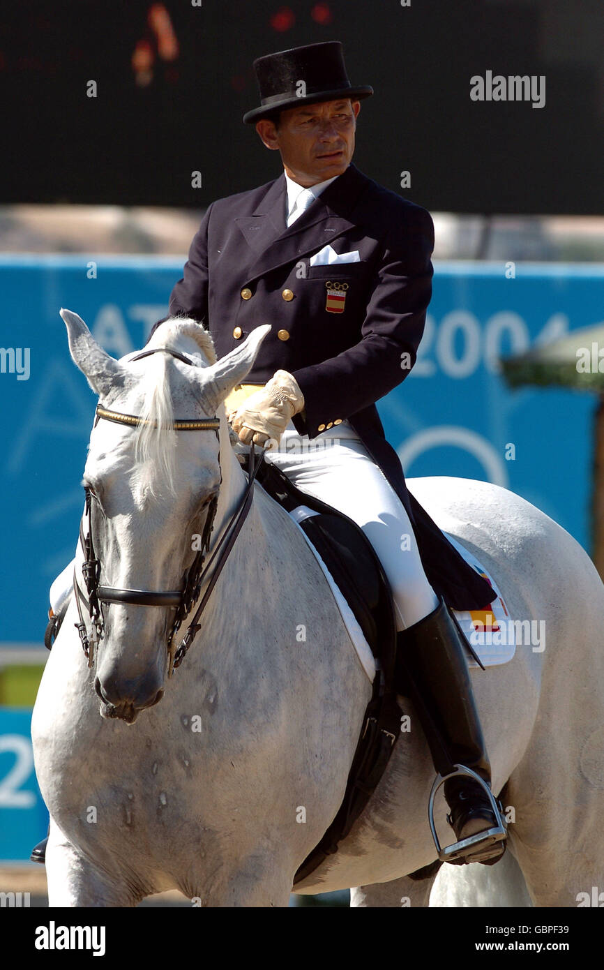Equestrian - Athens Olympic Games 2004 - Dressage - Individual Grand Prix Freestyle. Spain's Rafael Soto in action on Invasor Stock Photo