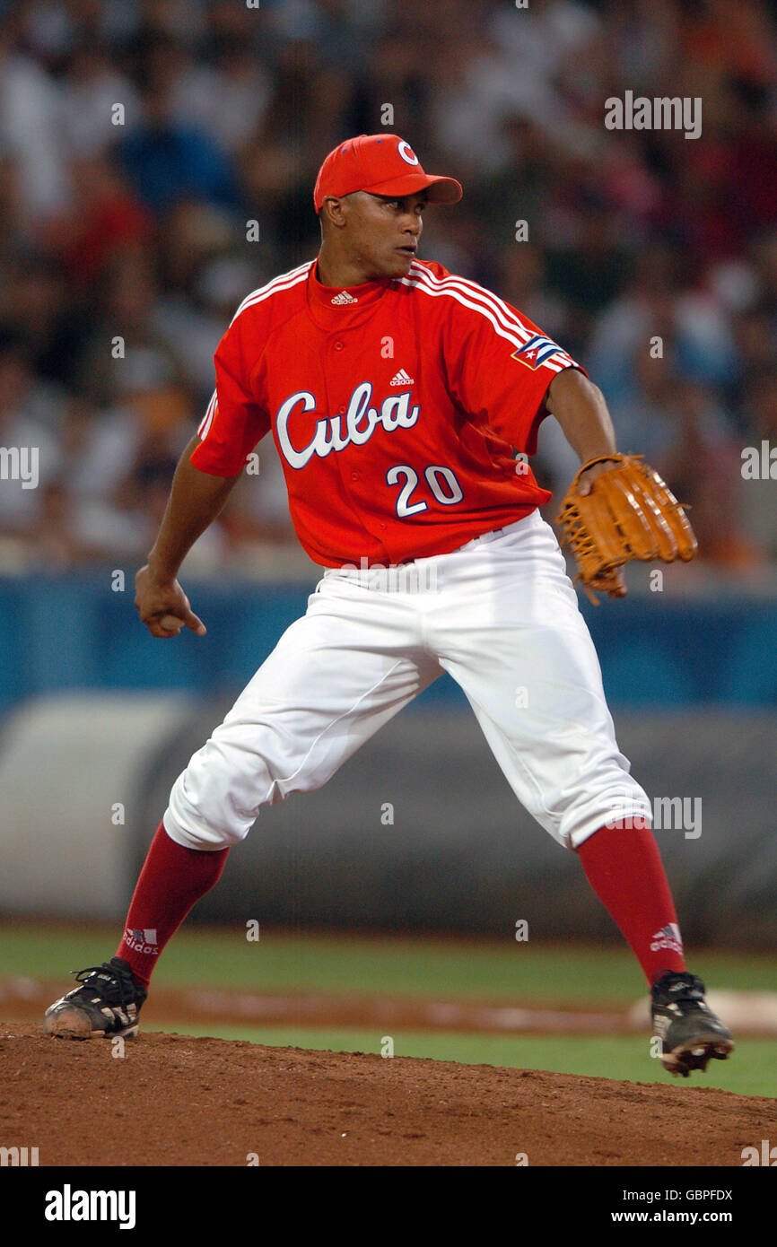 Baseball - Athens Olympic Games 2004 - Men's Baseball - Final - Australia v Cuba. Cuba's pitcher Norge Luis Vera in action Stock Photo