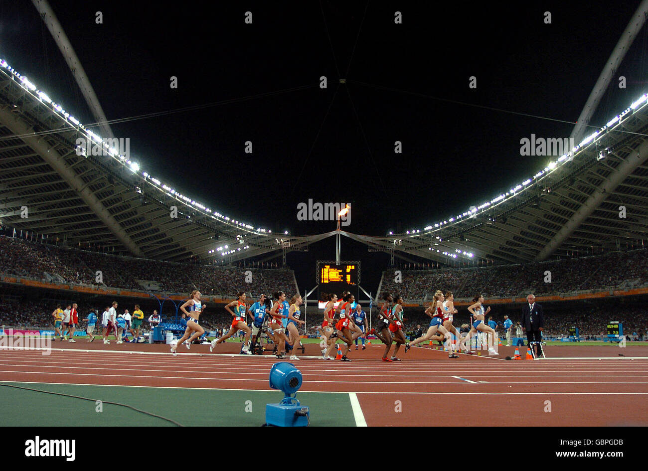 A general view of the action from tonights semi final in the Olympic Stadium, home of the Olympic flame Stock Photo