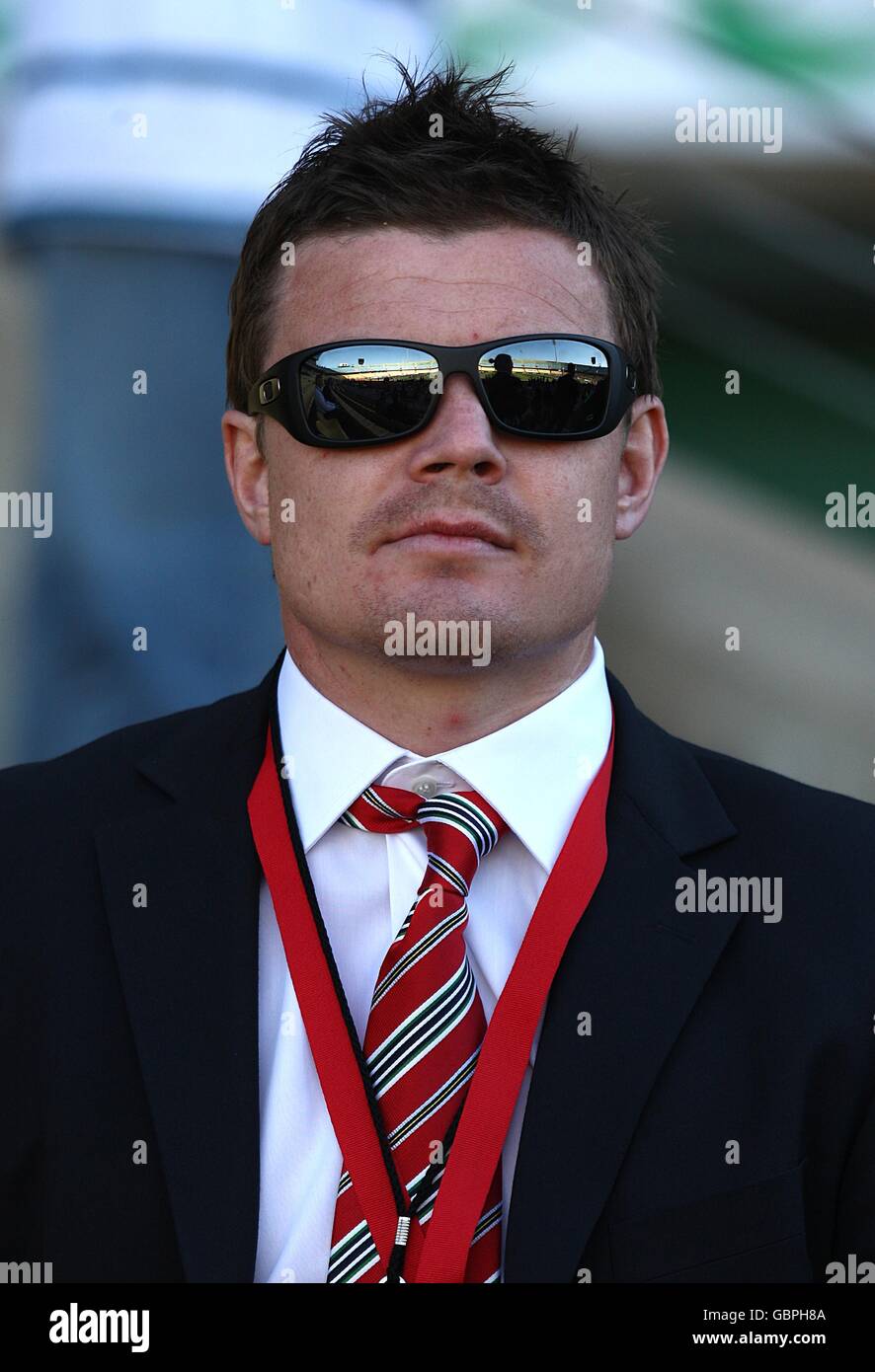 British and Irish Lions' Brian O'Driscoll in the stands before kick off Stock Photo