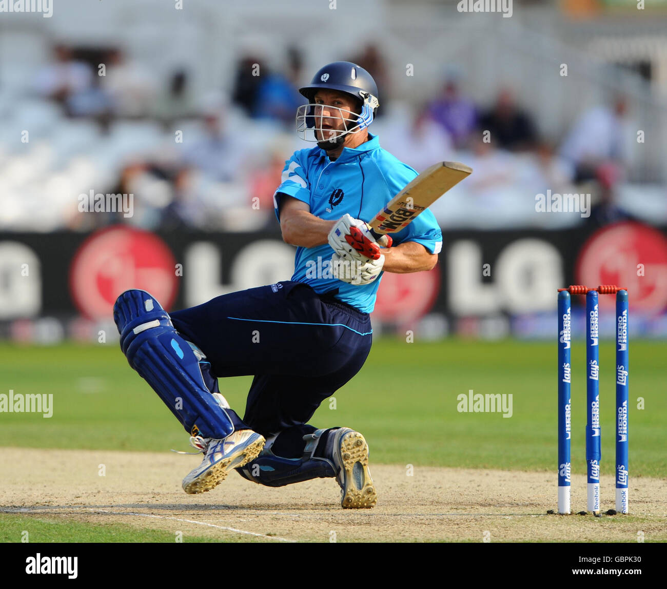 Colin Smith top scored for Scotland against England during the Twenty20 World Cup warm up match at Trent Bridge, Nottingham, Stock Photo