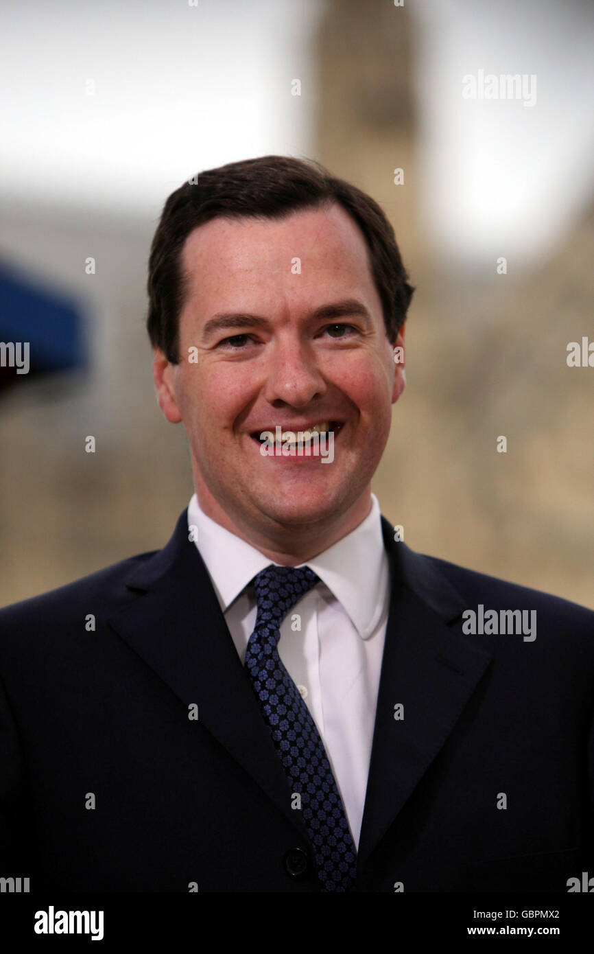 Shadow Chancellor of the Exchequer George Osborne on Abingdon Green near the House of Commons in central London. Stock Photo