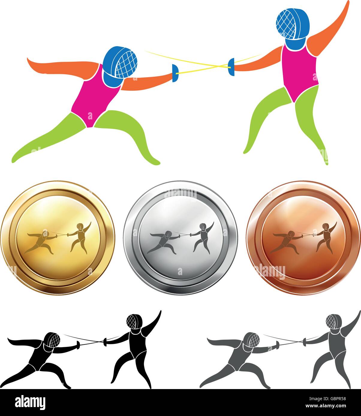 Fencing icon and sport medals illustration Stock Vector Image & Art - Alamy