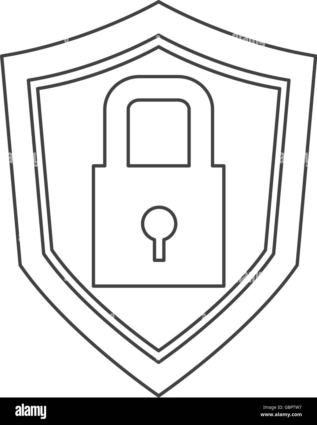 shield with safety lock icon Stock Vector Image & Art - Alamy