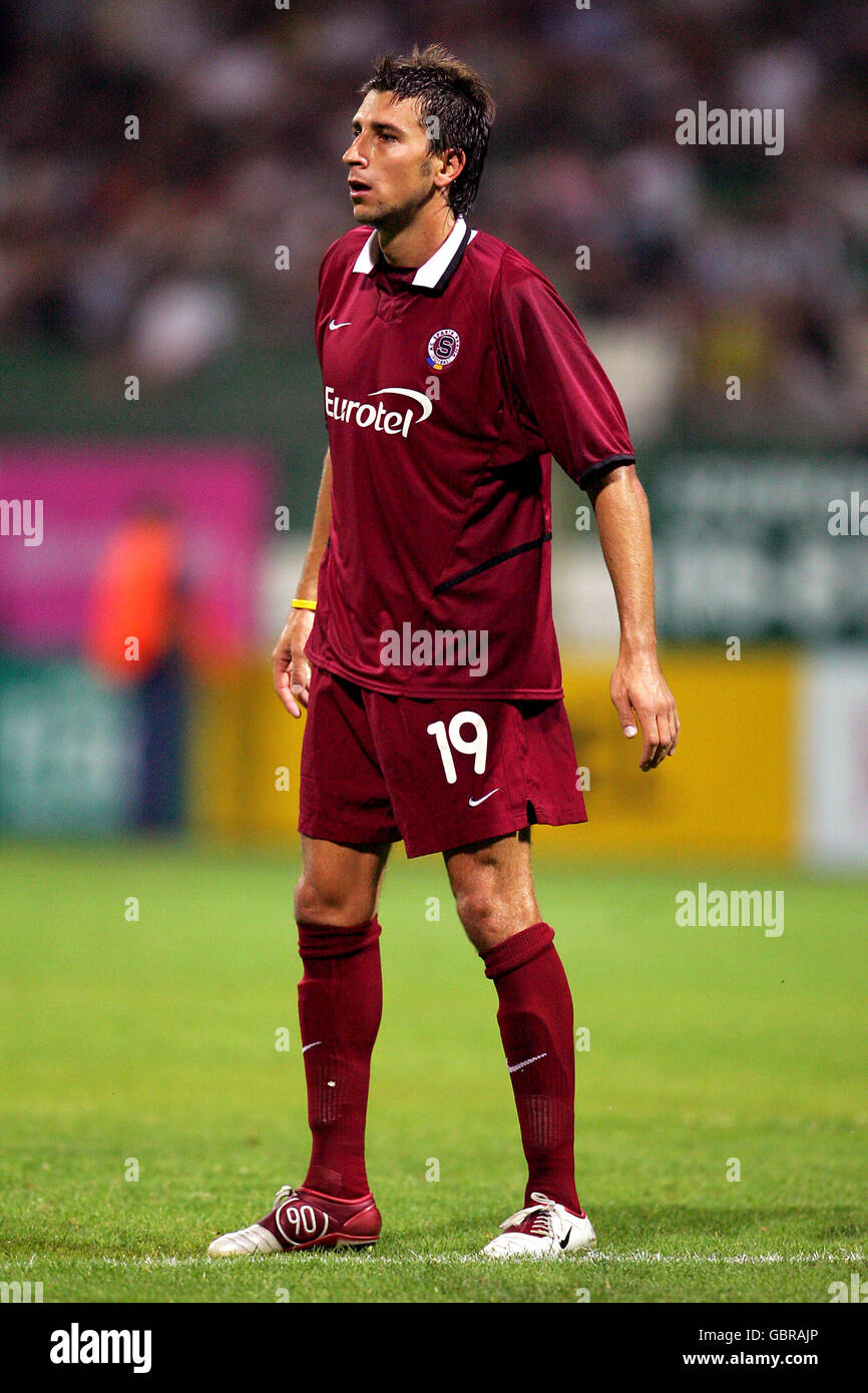 BUDAPEST, HUNGARY - AUGUST 4: Ihor Kharatin of Ferencvarosi TC celebrates  his goal during the UEFA Champions League Third Qualifying Round 1st Leg  match between Ferencvarosi TC and SK Slavia Praha at