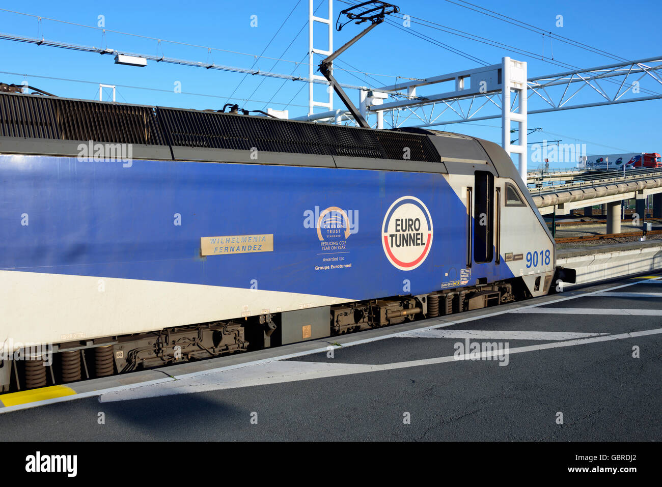 Train, Eurotunnel, Calais, France Stock Photo