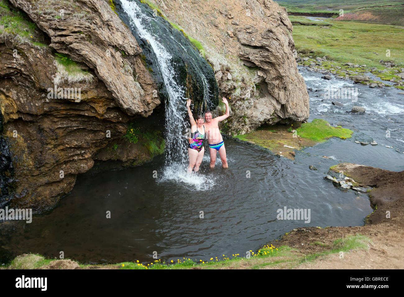 Warm Waterfall, Laugarvellir, Highland, Iceland Stock Photo Alamy