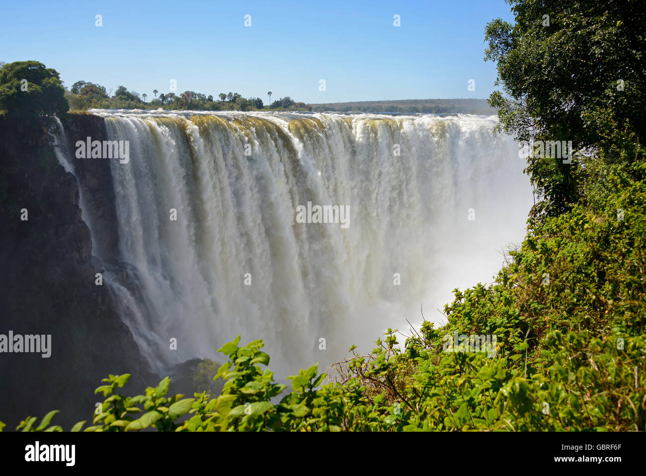 Zambesi river, Victoria falls, Zambia and Zimbabwe Stock Photo