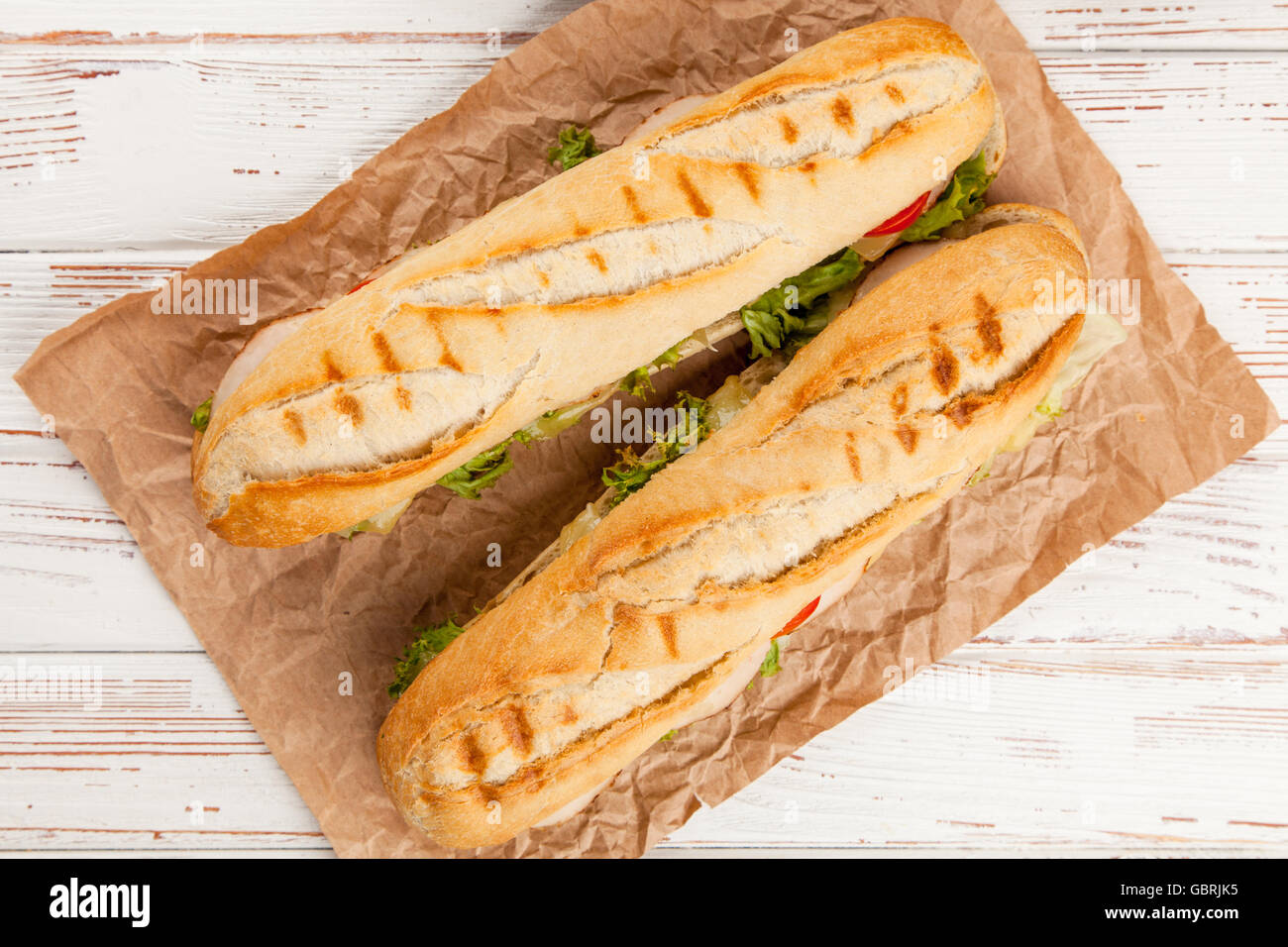 Panini grilled sandwich Stock Photo