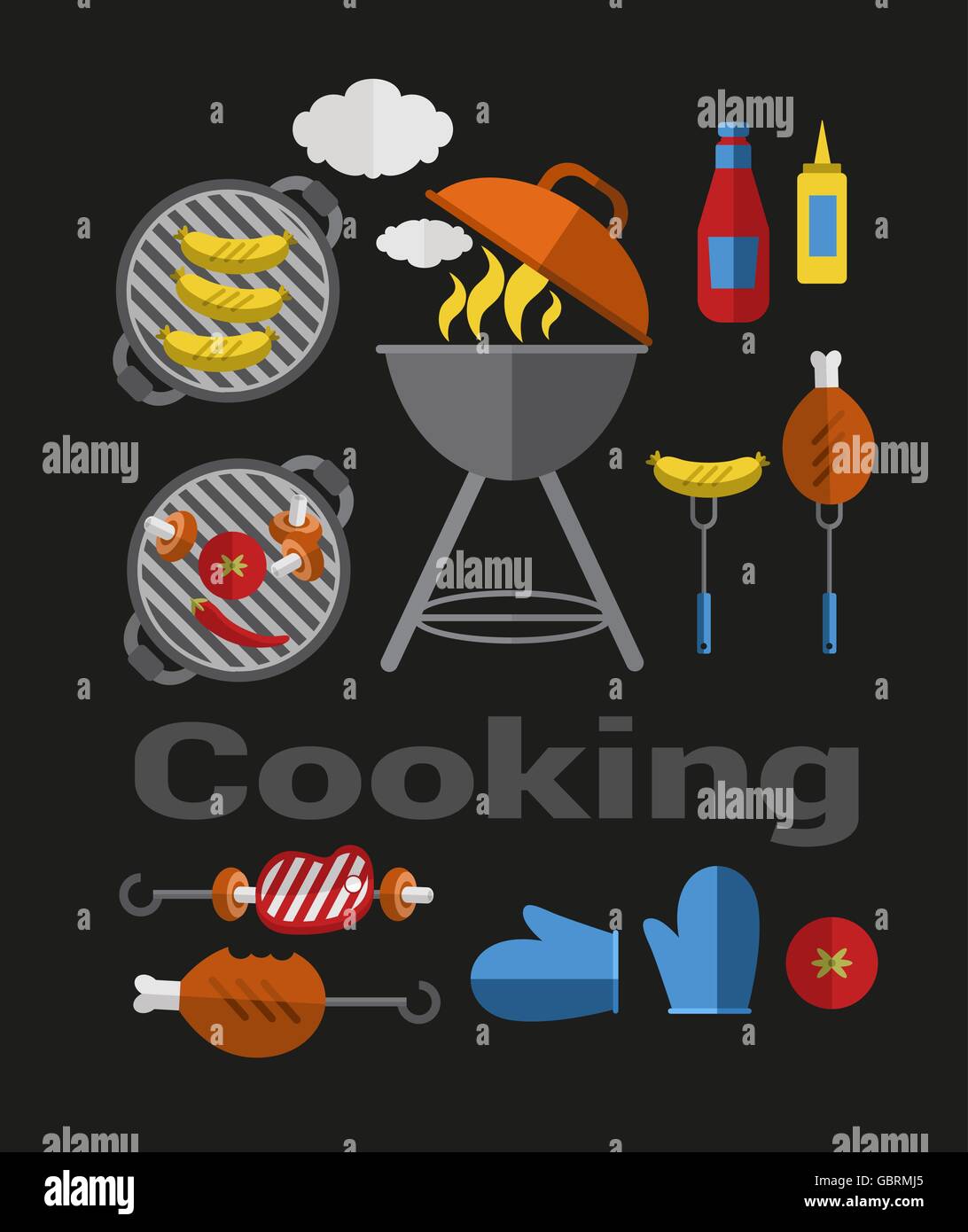 Icons Barbecue Grill Stock Vector Image & Art - Alamy