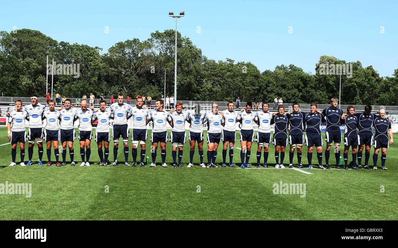 The Scotland A' Team line up before the IRB Nations Cup match at the Stadionul National Arcul de Triumf, Bucharest, Romania. Stock Photo