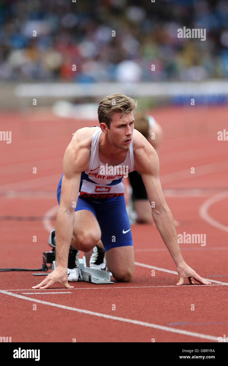 Jack GREEN at the starting blocks in the Men's 400m Hurdles Final, 2016