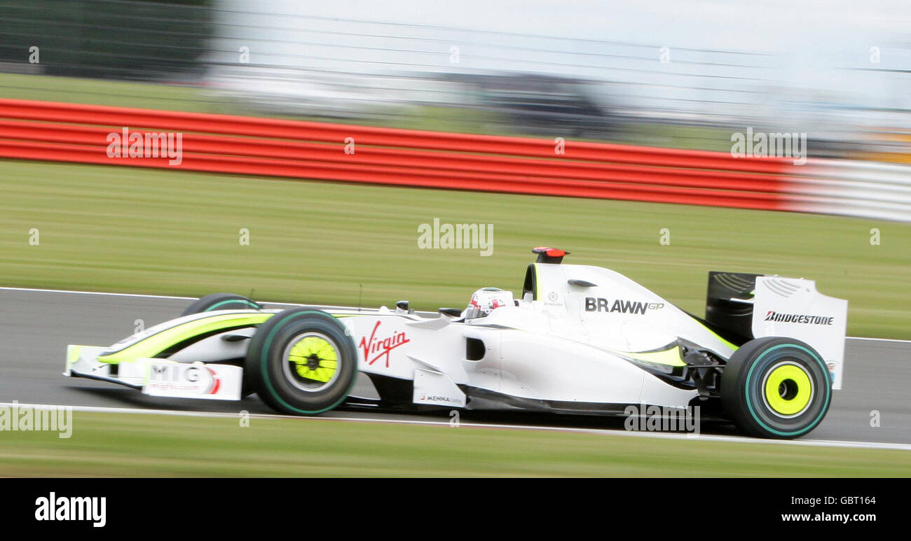 Brawn GP's Jenson Button of Great Britain during the final practice session during qualifying at Silverstone, Northamptonshire. Stock Photo
