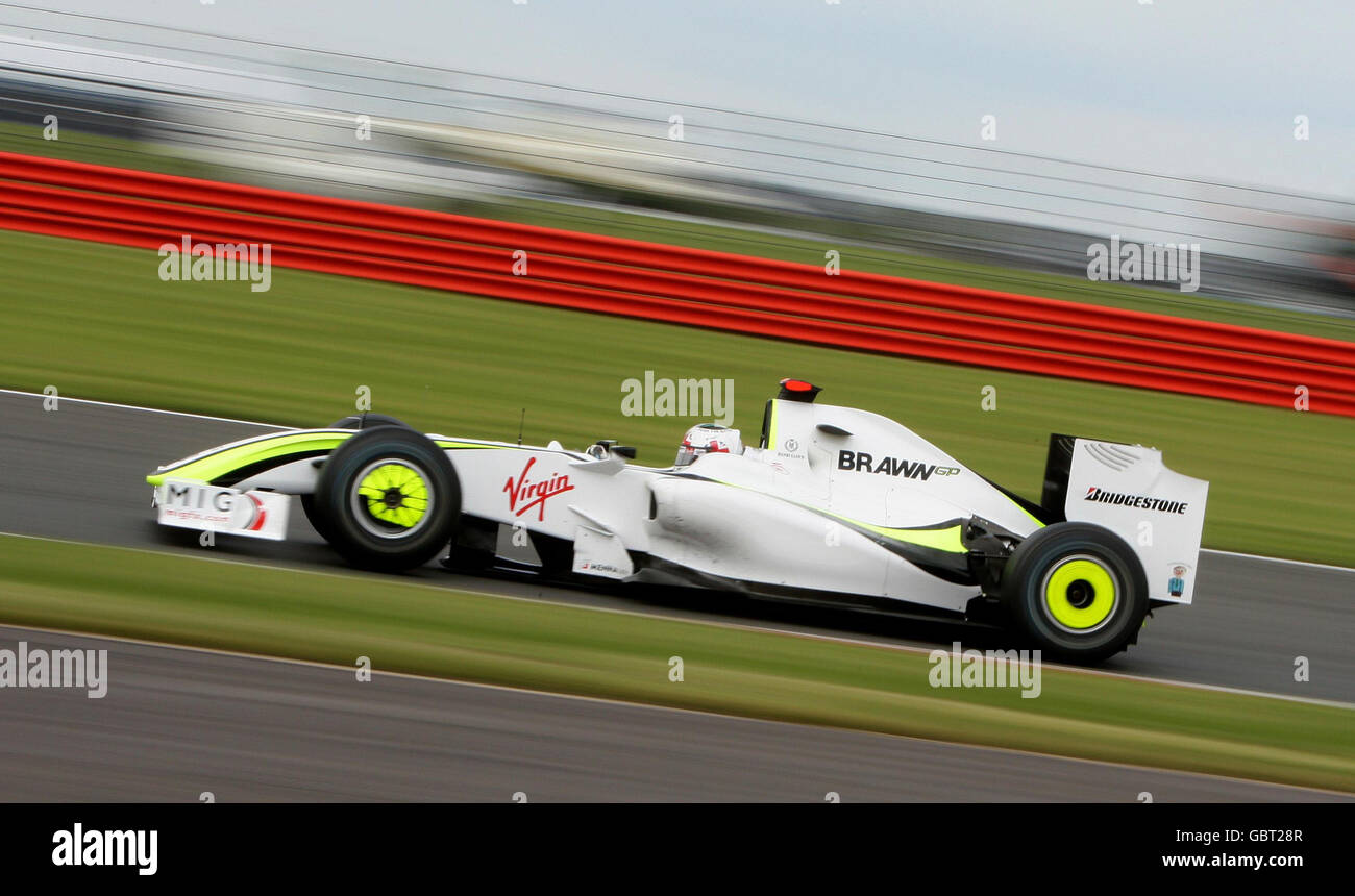 Brawn GP's Jenson Button of Great Britain during the British Grand Prix at Silverstone, Northamptonshire. Stock Photo