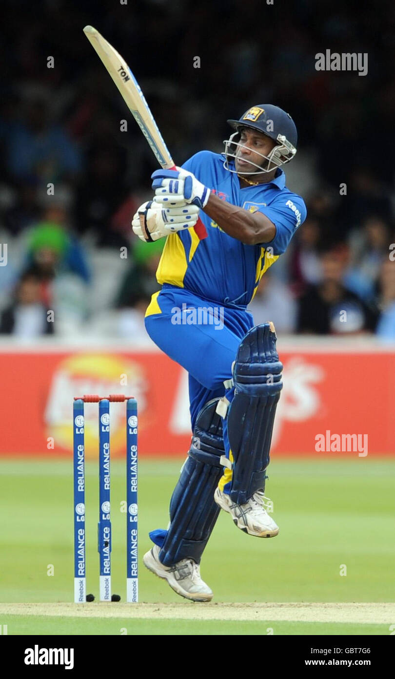 Sri Lanka's Sanath Jayasuriya hits a six during the ICC World Twenty20 Super Eights match at Lord's, London. Stock Photo