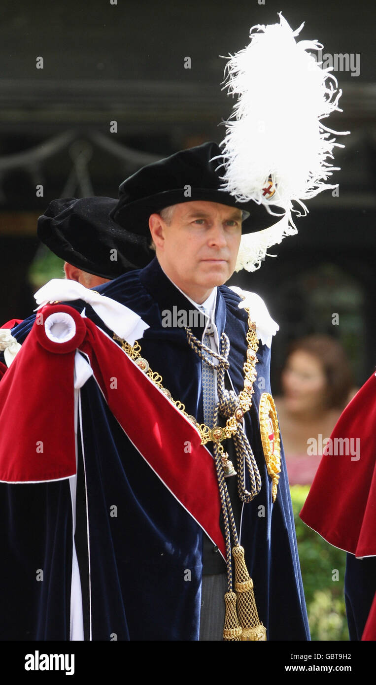 The Duke of York participates in the Garter Ceremony Procession up to St George's Chapel in Windsor Stock Photo