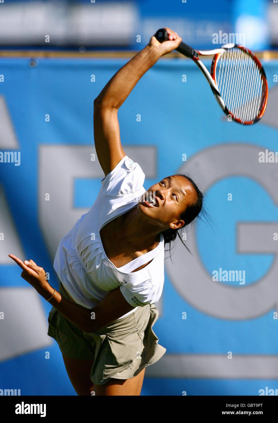 Great Britain's Anne Keothavong in action during her doubles match during the AEGON International at Devonshire Park, Eastbourne. Stock Photo