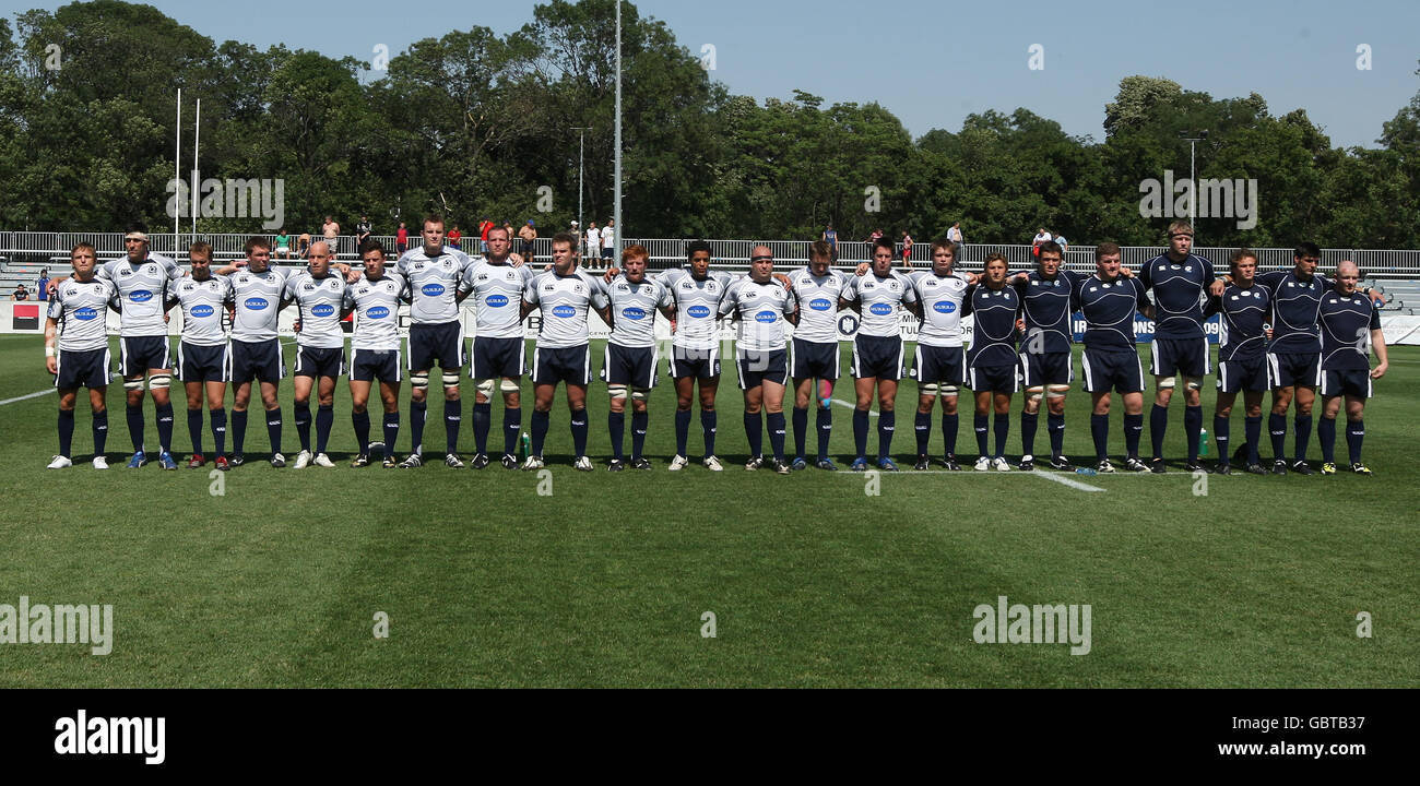 Scotland A's Team Line Up during the IRB Nations Cup match at the Stadionul National Arcul de Triumf, Bucharest, Romania. Stock Photo