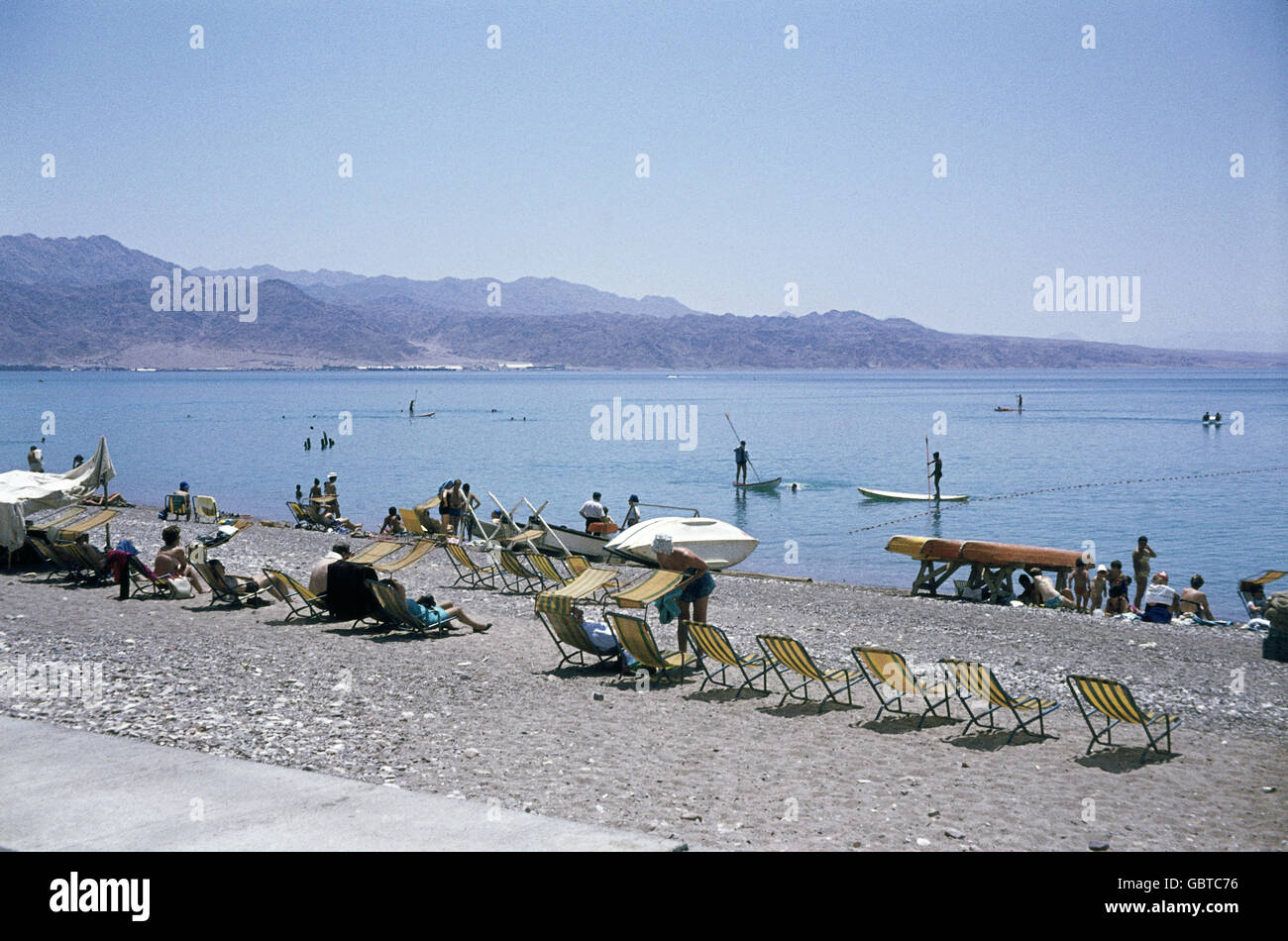 geography / travel, Israel, landscape / landscapes, Red Sea, beach of Eilat, 1969, Additional-Rights-Clearences-Not Available Stock Photo