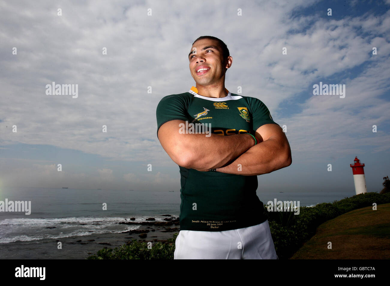 South Africa's Bryan Habana poses for a picture outside the team hotel in Umhlanga, Durban, South Africa, Stock Photo